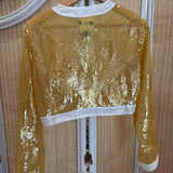 COMET CROP JACKET, GOLD // IVORY SEQUIN