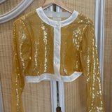 COMET CROP JACKET, GOLD // IVORY SEQUIN