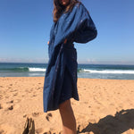 NECK TIE COTTON DRESS, BLUE - SAAKI