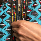VINTAGE EMBROIDERY BOMBER, AQUA BLUE SILK - SAAKI