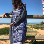 STRIPED LINEN SUMMER DRESS, BLUE - SAAKI
