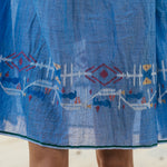 V NECK EMBROIDERED DRESS, DENIM - SAAKI