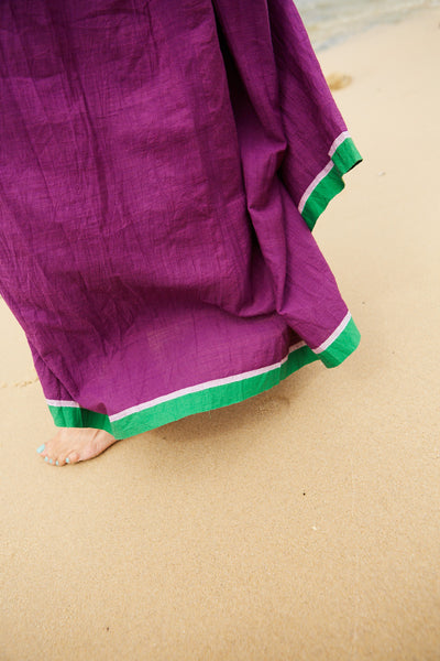 SLIP DRESS, WHITE STRIPE HANDWOVEN - SAAKI