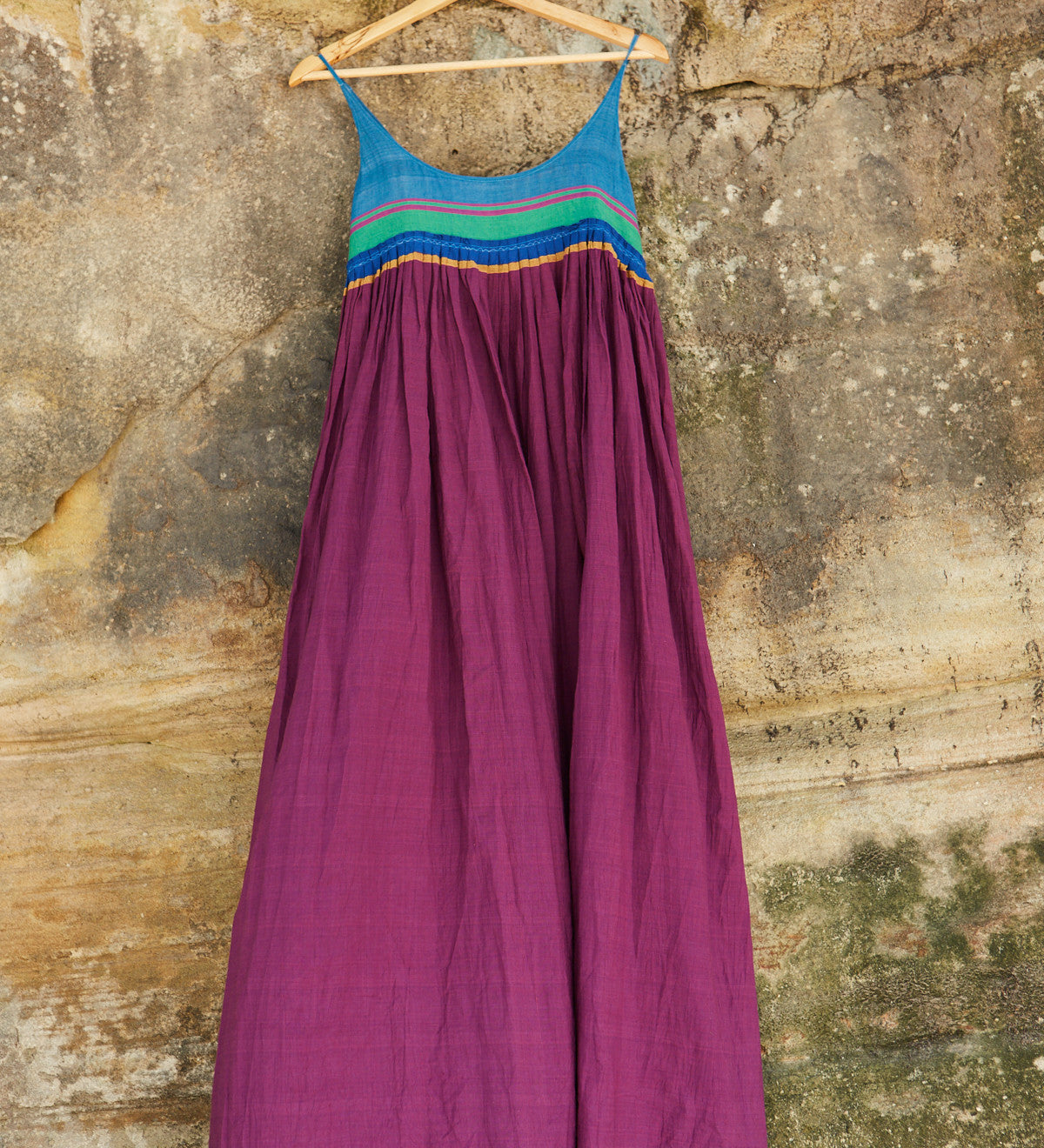 SLIP DRESS, WHITE STRIPE HANDWOVEN - SAAKI