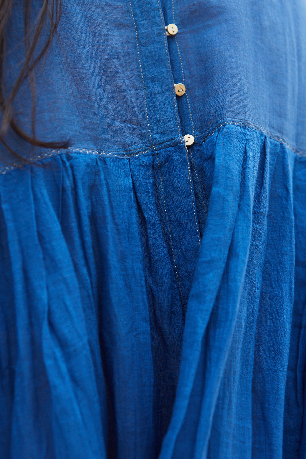 FRENCH CHEMISE DRESS, COBALT BLUE - SAAKI