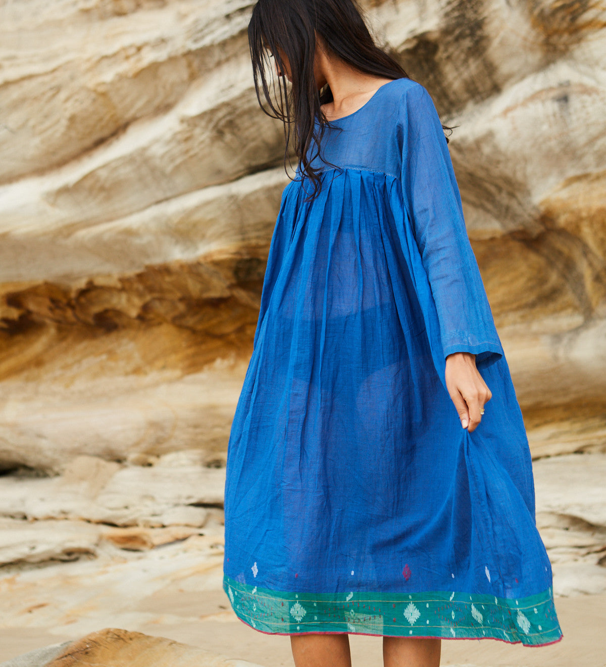 FRENCH CHEMISE DRESS, COBALT BLUE - SAAKI