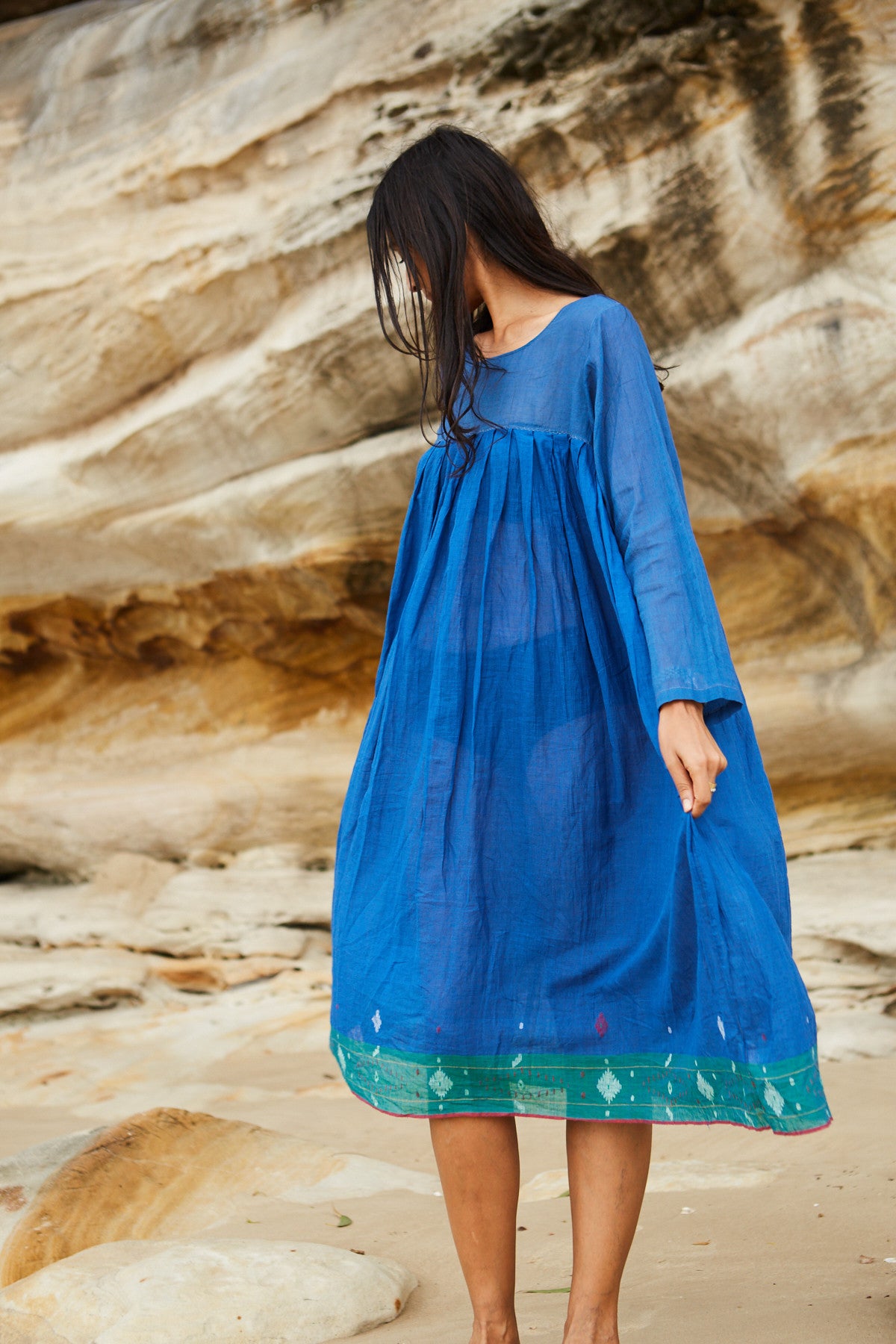 FRENCH CHEMISE DRESS, COBALT BLUE - SAAKI