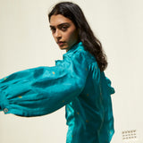 SKY TIE&DYE SHIRT, SILK TEAL