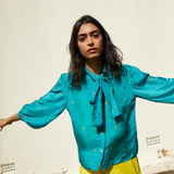 SKY TIE&DYE SHIRT, SILK TEAL