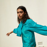 SKY TIE&DYE SHIRT, SILK TEAL