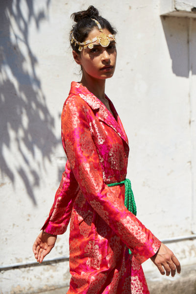 ROSA JUMPSUIT, FUCHSIA SILK BROCADE