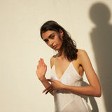 LILY SLIP, IVORY COTTON  SILK/HAND EMBROIDERY