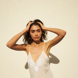 LILY SLIP, IVORY COTTON  SILK/HAND EMBROIDERY