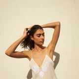 LILY SLIP, IVORY COTTON  SILK/HAND EMBROIDERY