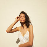 LILY SLIP, IVORY COTTON  SILK/HAND EMBROIDERY