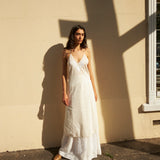 LILY SLIP, IVORY COTTON  SILK/HAND EMBROIDERY
