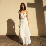 LILY SLIP, IVORY COTTON  SILK/HAND EMBROIDERY