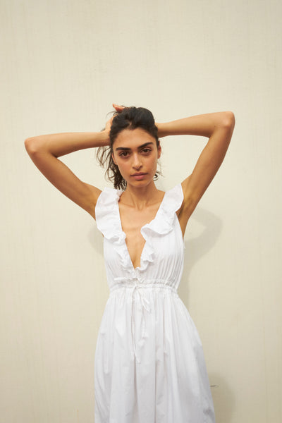 THE AVA DRESS, COTTON POPLIN WHITE