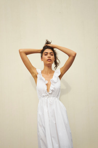 THE AVA DRESS, COTTON POPLIN WHITE