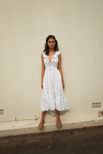 THE AVA DRESS, COTTON POPLIN WHITE