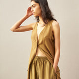 FERN VEST, OLIVE SILK