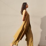 FERN VEST, OLIVE SILK
