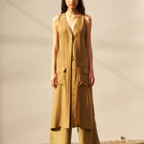 FERN VEST, OLIVE SILK
