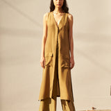 FERN VEST, OLIVE SILK