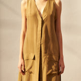 FERN VEST, OLIVE SILK