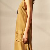 FERN VEST, OLIVE SILK