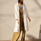 RECYCLED WEAVE COAT, WHITE STRIPE