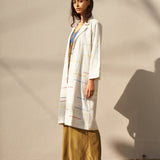 RECYCLED WEAVE COAT, WHITE STRIPE