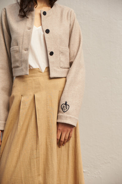 DIYA CROP JACKET, SAND WOOL