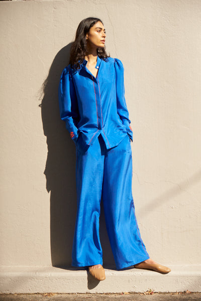 LILY PANT, COBALT BLUE SILK