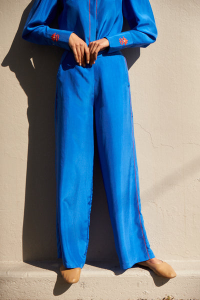 LILY PANT, COBALT BLUE SILK