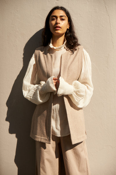 ELLA SHIRT, IVORY SILK/CASHMERE