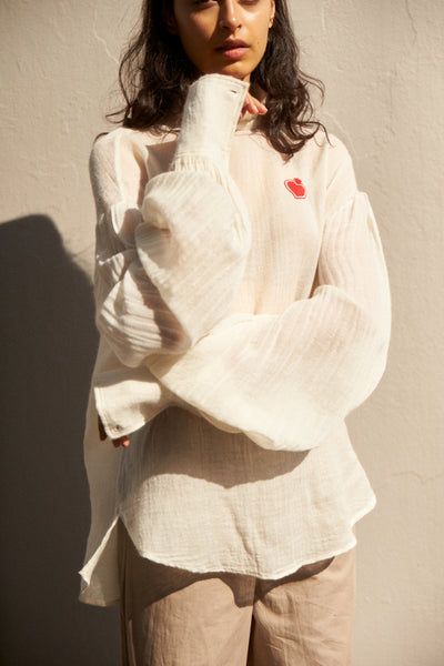 ELLA SHIRT, IVORY SILK/CASHMERE