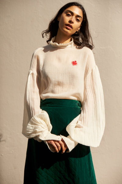 ELLA SHIRT, IVORY SILK/CASHMERE