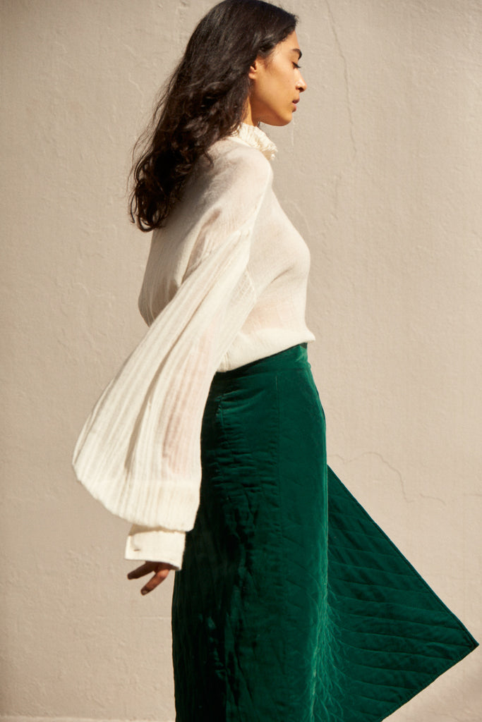 Velvet skirt green cheap