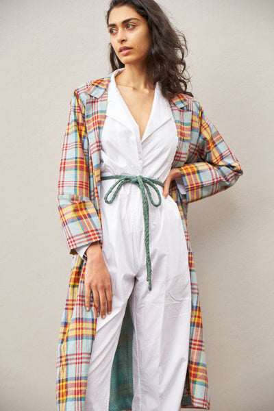 PLAID COAT, MULTICOLOR WOOL