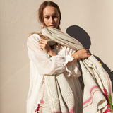 STRIPE SCARF, WHITE/BLACK/NEON WOOL