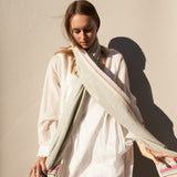 STRIPE SCARF, WHITE/BLACK/NEON WOOL