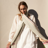 STRIPE SCARF, WHITE/BLACK/NEON WOOL