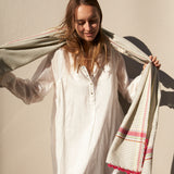 STRIPE SCARF, WHITE/BLACK/NEON WOOL