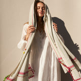 STRIPE SCARF, WHITE/BLACK/NEON WOOL