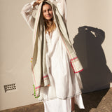 STRIPE SCARF, WHITE/BLACK/NEON WOOL