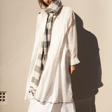 STRIPE SCARF, WHITE/BLACK COTTON