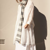 STRIPE SCARF, WHITE/BLACK COTTON
