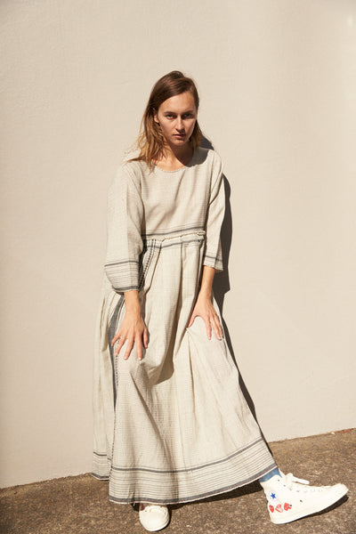 STITCH BABYDOLL DRESS,  IVORY WOOL