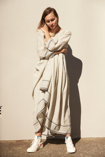 STITCH BABYDOLL DRESS,  IVORY WOOL